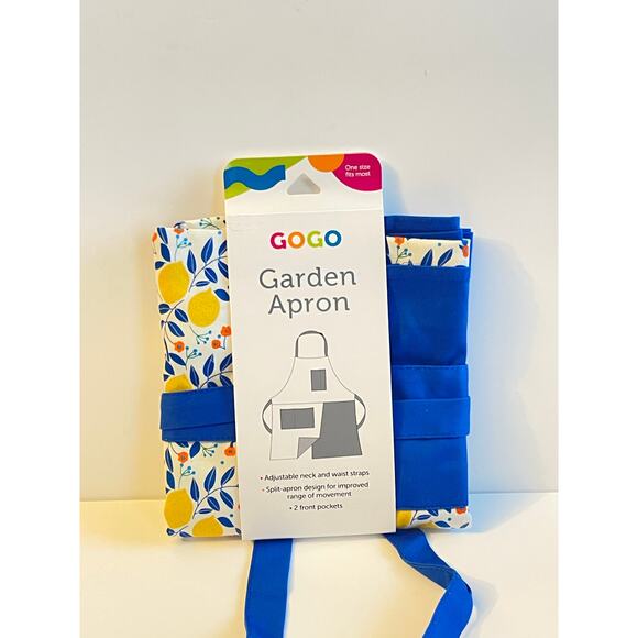 New GOGO Garden Apron Blue 2 Pockets - Picture 2 of 6